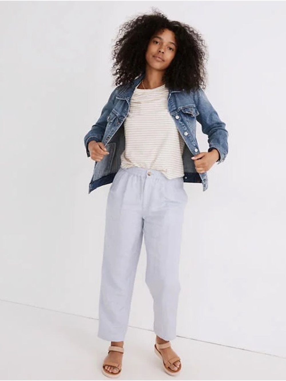 Madewell Linen-Blend Track Trousers in Craft Blue – Size S
